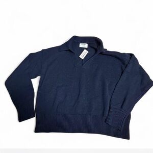 Old Navy Women's Navy Blue V-Neck Polo Sweater
